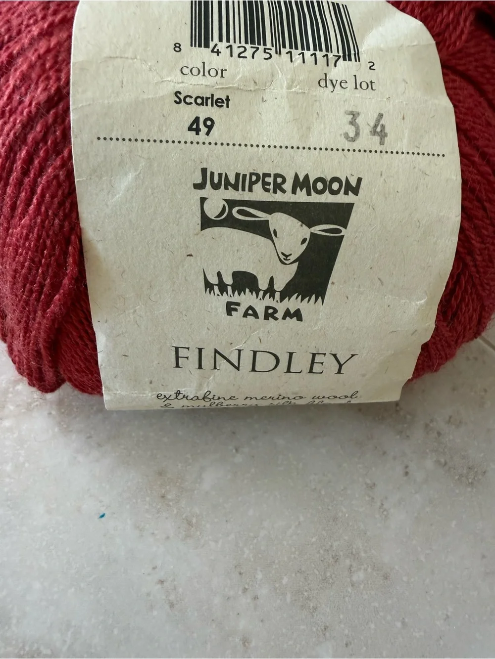 Juniper Moon Farm Findley Merino Wool/Mulberry Silk Blend Yarn in Scarlet